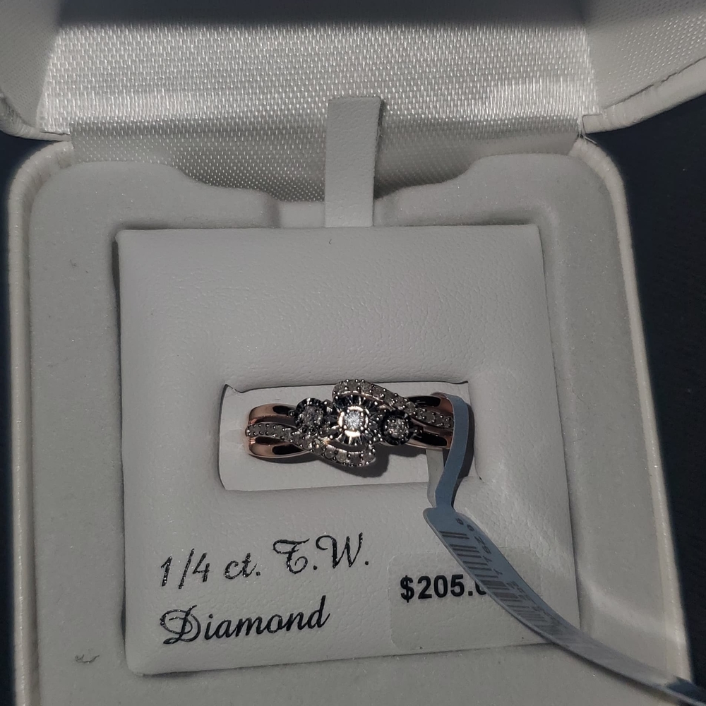 Stunning Diamond Ring in Silver and Rose Gold